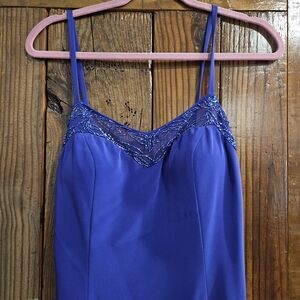 Elegant Blue Spaghetti Strap Dress